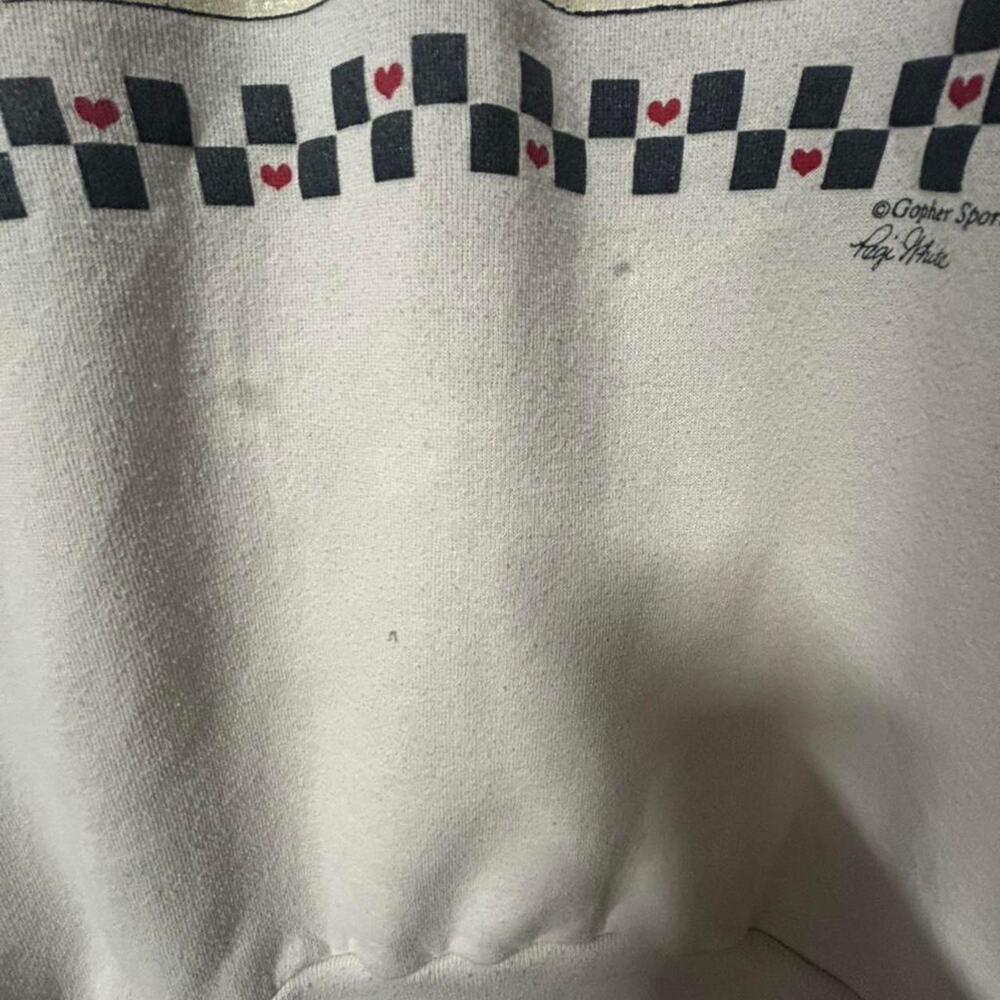 Medium cottagecore country folks sweatshirt plaid heart turtleneck collar - Picture 5 of 5